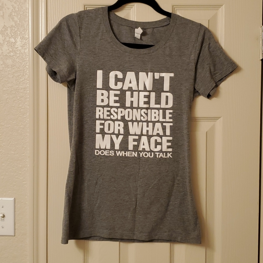Womens Large Gray Graphic T-shirt